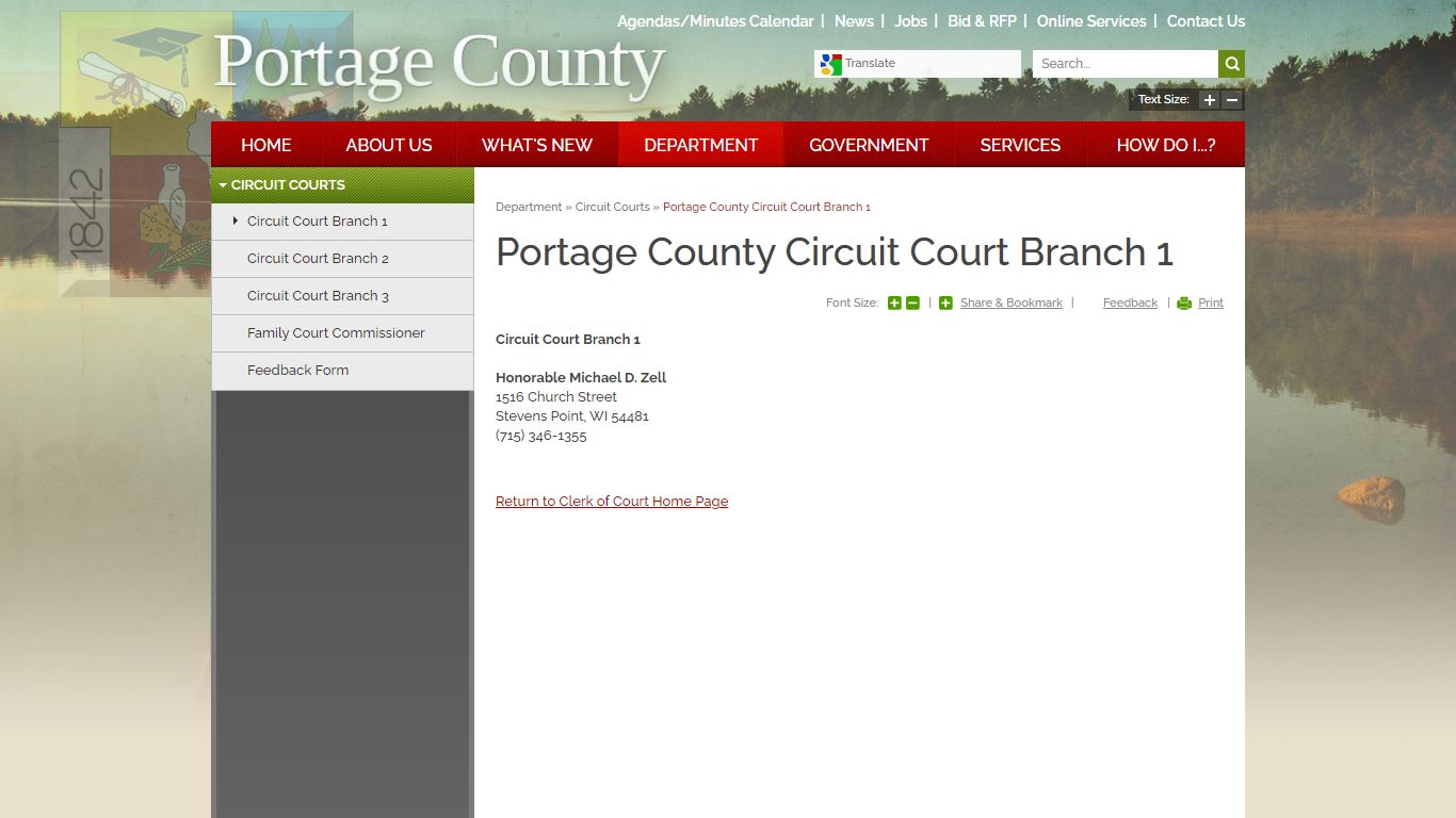 Portage County Circuit Court Branch 1 | Portage County, WI