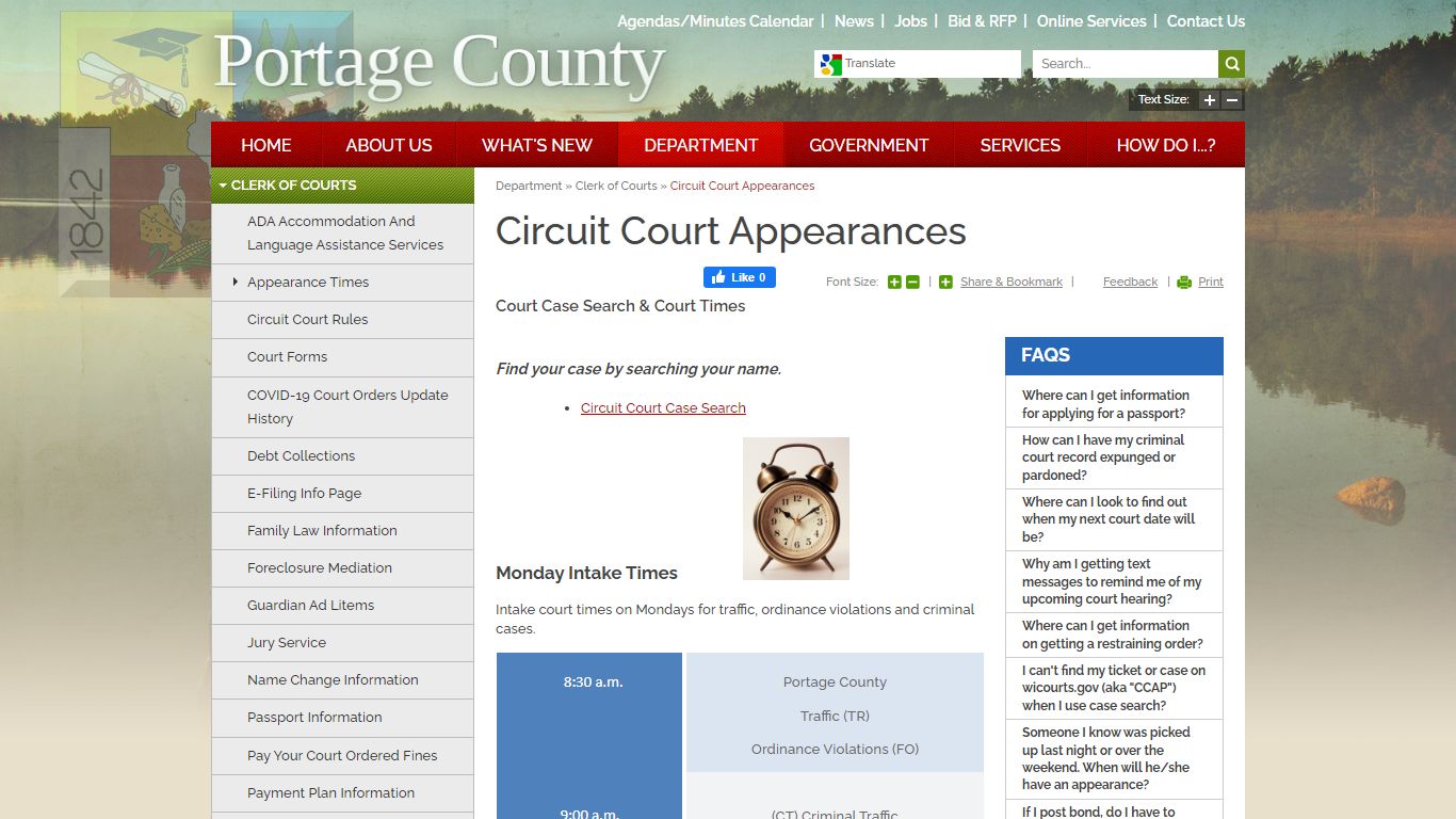 Circuit Court Appearances | Portage County, WI